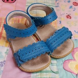 Livie & Luca Blue Leather Adjustable Kids Sandals Size 7